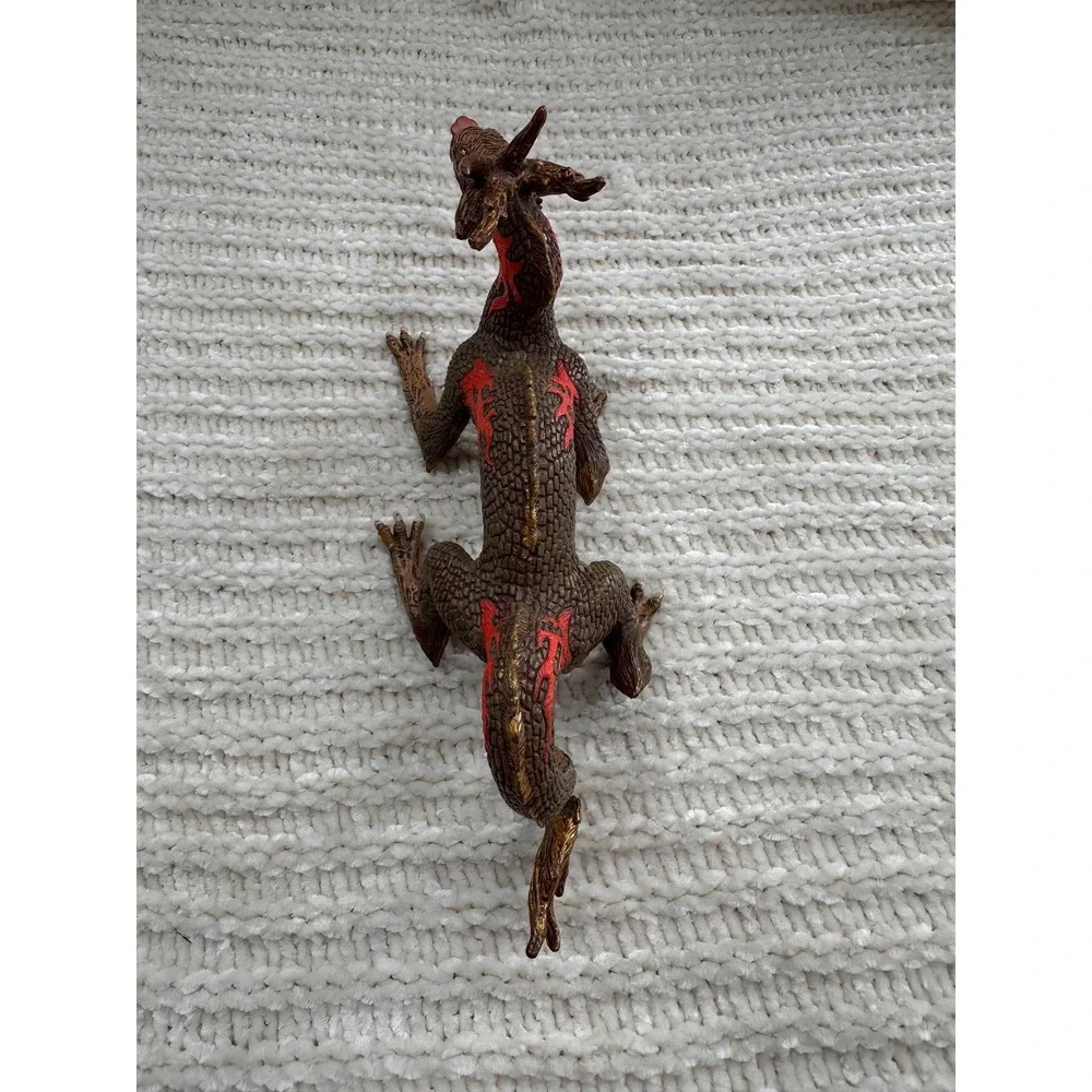 Papo Chinese Dragon Toy Figurine 2010 Brown‎ Red Flame Mythical Creature